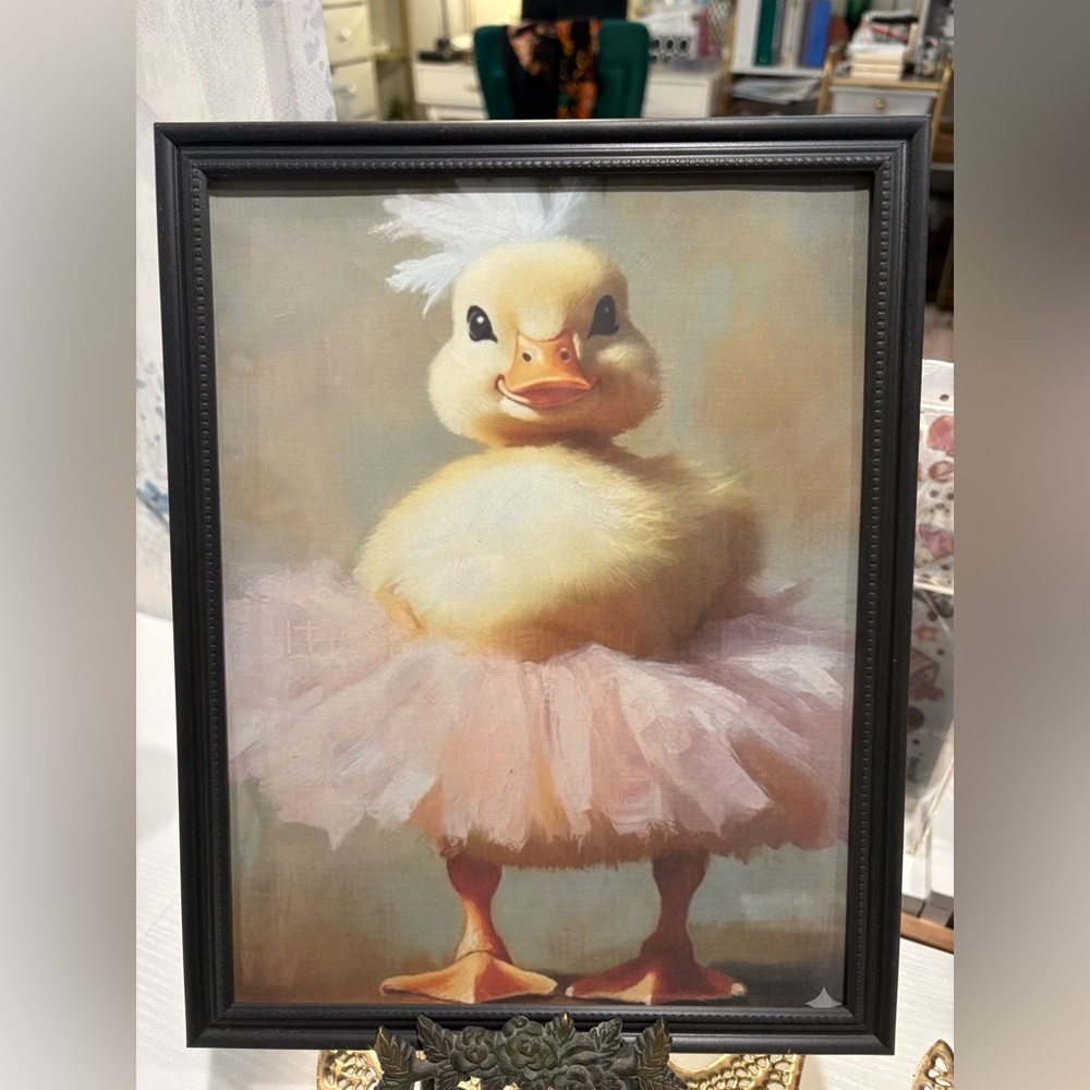 Charming Duckling in Tutu Framed 8x10 Art